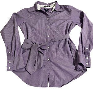Gap Women Fitted Stripped Long Sleeve‎ Collard Shirt Size 10